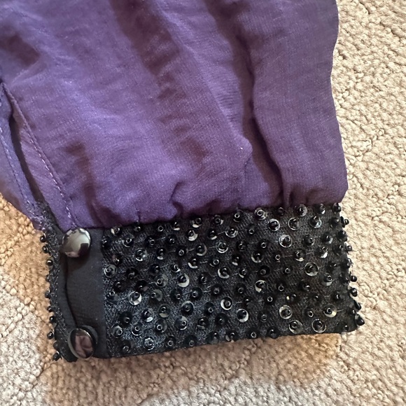 Medium Purple RW&Co Blouse with Black Beaded Cuffed Sleeves - Picture 3 of 3